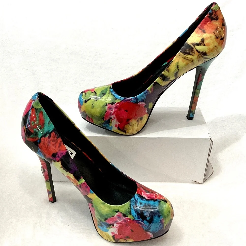 Steve Madden NALA Stiletto High Heel Patent Leather platform Pumps Sz 9.5 - Picture 2 of 16